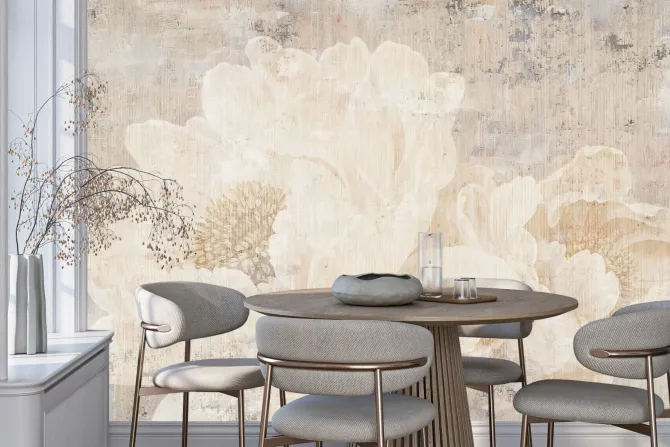 Fototapeta: Duże kwiaty piwonie na betonowej ścianie