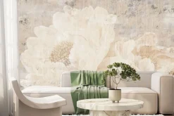 Fototapeta: Duże kwiaty piwonie na betonowej ścianie