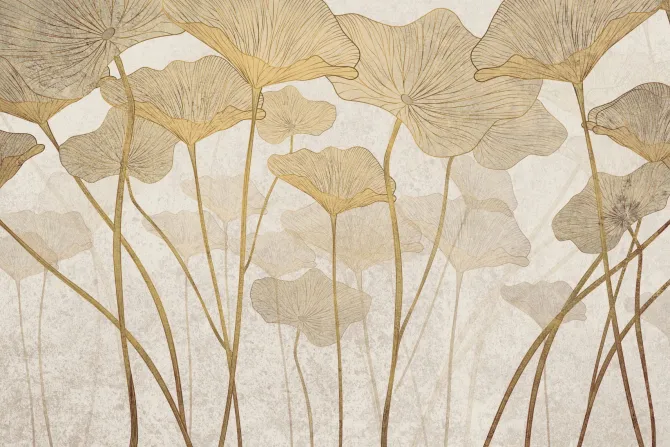 Fototapeta: Duże liście na teksturowym tle w stylu glamour