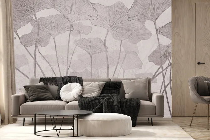 Fototapeta: Duże liście na teksturowym tle w stylu glamour