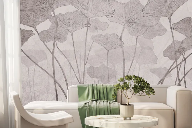 Fototapeta: Duże liście na teksturowym tle w stylu glamour