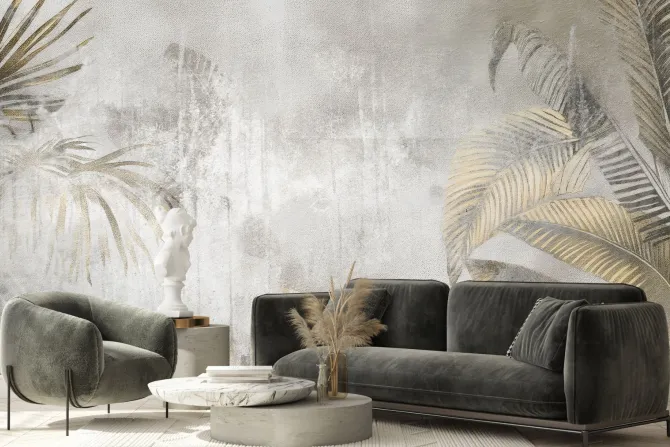 Fototapeta: Duże tropikalne liście palmy w stylu loft