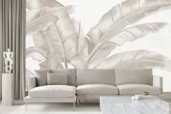Fototapeta: Duże tropikalne liście w beżu