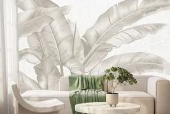 Fototapeta: Duże tropikalne liście w beżu