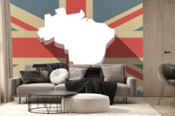 Fototapeta: Długi cień uk flag ikona z mapą brazylia