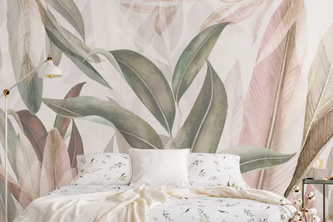 Fototapeta: Długie liście w pastelowych kolorach