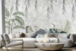 Fototapeta: Dżungla tropikalne rośliny i czaple