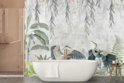 Fototapeta: Dżungla tropikalne rośliny i czaple