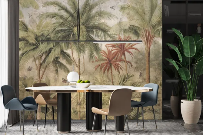 Fototapeta: Dżungla vintage z egzotycznymi drzewami