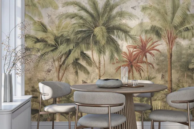 Fototapeta: Dżungla vintage z egzotycznymi drzewami