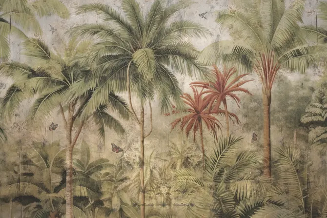 Fototapeta: Dżungla vintage z egzotycznymi drzewami