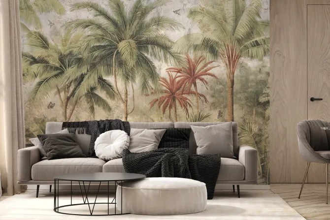 Fototapeta: Dżungla vintage z egzotycznymi drzewami