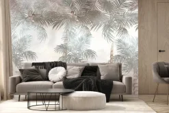 Fototapeta: Dżungla z egzotycznymi palmami i małpami