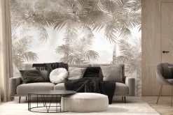 Fototapeta: Dżungla z egzotycznymi palmami i małpami