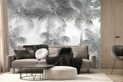 Fototapeta: Dżungla z egzotycznymi palmami i małpami