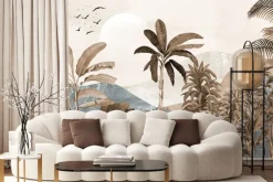 Fototapeta: Dżungla z palmami na tle gór