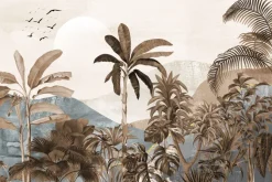 Fototapeta: Dżungla z palmami na tle gór