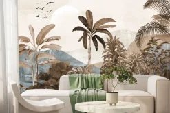Fototapeta: Dżungla z palmami na tle gór