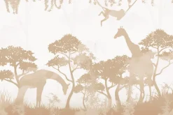 Fototapeta: Dżungla z żyrafami i małpami