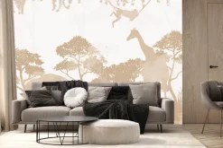 Fototapeta: Dżungla z żyrafami i małpami