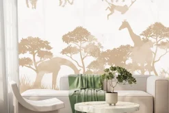 Fototapeta: Dżungla z żyrafami i małpami