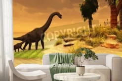 Fototapeta: Duży i mały dinozaur na wyspie