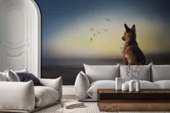 Fototapeta: Duży pies na plaży na tle morza