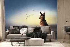 Fototapeta: Duży pies na plaży na tle morza