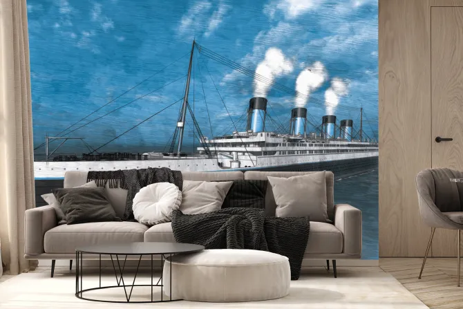 Fototapeta: Duży statek wycieczkowy na morzu