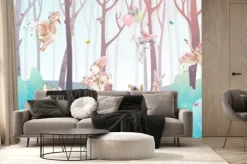 Fototapeta: Dziecięca ilustracja z leśnymi zwierzętami