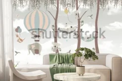 Fototapeta: Dziecięca ilustracja z egzotycznymi zwierzętami