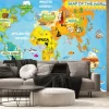 Fototapeta: Dziecięca mapa świata z kontynentami i zwierzętami