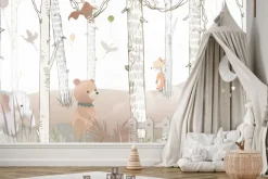 Fototapeta: Dziecięcy las ze słoniem i lisem