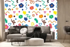 Fototapeta: Dziecięcy wzór w kwiaty i kształty