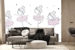 Fototapeta: Dziecięcy wzór z tańczącą primą baleriną