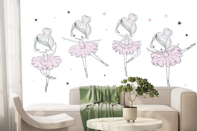 Fototapeta: Dziecięcy wzór z tańczącą primą baleriną