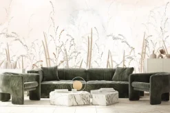 Fototapeta: Dzika łąka z trawami na beżowym tle