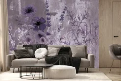 Fototapeta: Dzikie kwiaty z łąki na betonowej ścianie