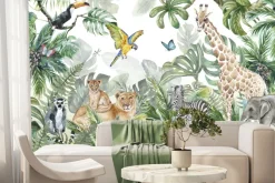 Fototapeta: Dzikie zwierzęta w akwarelowej dżungli