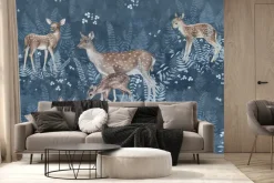 Fototapeta: Dzikie zwierzęta sarny na łące z paprociami