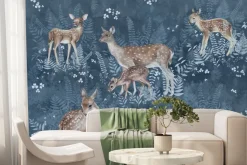 Fototapeta: Dzikie zwierzęta sarny na łące z paprociami