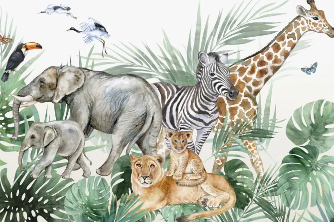 Fototapeta: Dzikie zwierzęta w tropikalnej roślinności