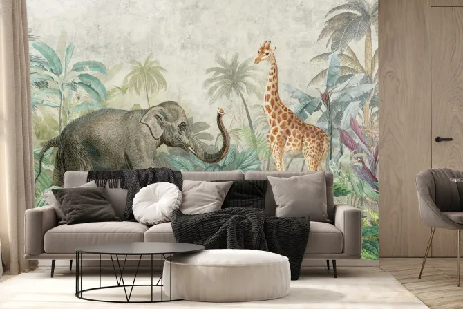 Fototapeta: Dzikie zwierzęta wśród bujnej roślinności tropikalnej