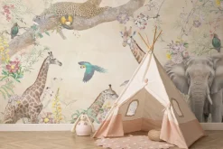 Fototapeta: Dzikie zwierzęta wśród kolorowych kwiatów