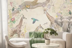 Fototapeta: Dzikie zwierzęta wśród kolorowych kwiatów