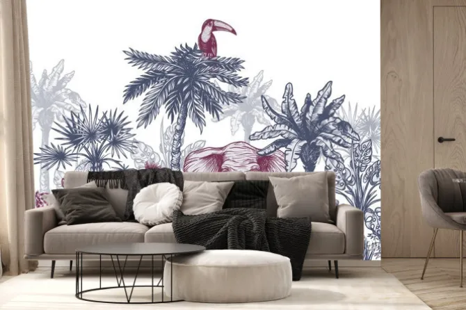 Fototapeta: Dzikie zwierzątka wśród palm i bananowców