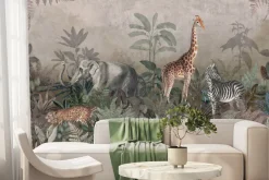 Fototapeta: Dzikie zwierzęta safari wśród tropikalnych roślin w dżungli