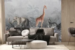 Fototapeta: Dzikie zwierzęta safari wśród tropikalnych roślin w dżungli