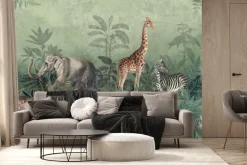 Fototapeta: Dzikie zwierzęta safari wśród tropikalnych roślin w dżungli