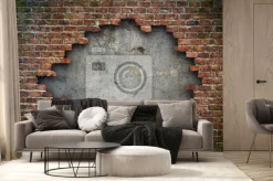 Fototapeta: Dziura wybita w murze z cegieł